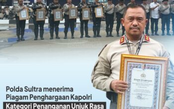 Polda Sultra Raih Penghargaan Penanganan Unjuk Rasa Terbaik pada Apel Kasatwil 2025