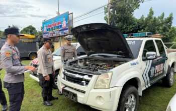 Pastikan Kesiapan Operasional, Bag Log Polres Bima Menggelar Pemeriksaan Senpi dan Kendaraan Dinas