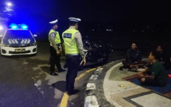 Satlantas Polres Lombok Barat Patroli Malam di Jalur Bypass BIL II