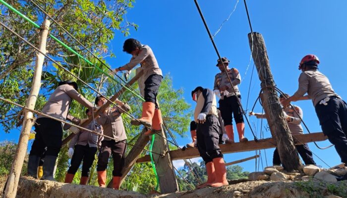 Polres Gayo Lues Bangun Empat Jembatan Gantung, Warga: Dapat Menjual Hasil Kebun Ke Pasar