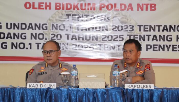 Bidkum Polda NTB Gelar Penyuluhan Hukum di Polres Dompu, Perkuat Pemahaman Personel terhadap KUHP dan KUHAP Baru