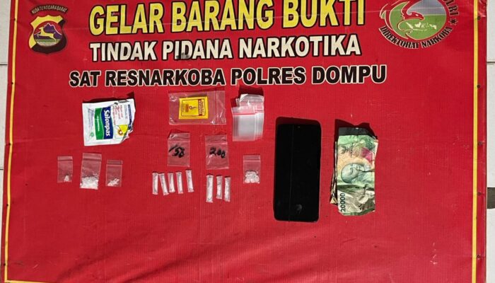 Satresnarkoba Polres Dompu Tangkap Pemuda 20 Tahun dengan Sabu 8,20 Gram di Gang Karijawa Selatan
