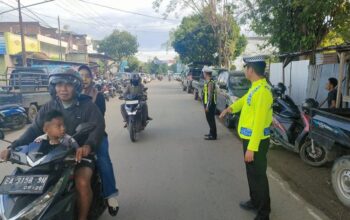 Satlantas Polres Bima Gelar Patroli dan Pengamanan Sholat Idhul Fitri Warga Muhammadyah di Kecamatan Woha dan Kecamatan Bolo