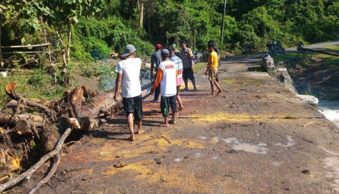 Sinergi Pasca Banjir, BKTM Desa Sempe dan Warga Kompak Bersihkan Sumbatan Kayu di Jembatan Berang Odong