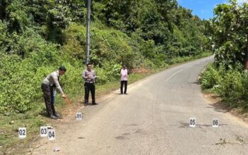 Lakalantas Ganda “Adu Banteng”Unit Gakum Satlantas Polres Bima Kabupaten Gelar Olah TKP