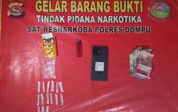 Pengungkapan Kasus Narkoba, Satresnarkoba Polres Dompu Sita 16 Poket Sabu