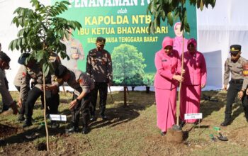Kunker di Mako Polres Bima Kota, Kapolda NTB Tanam Pohon Wujud Jaga Kelestarian Alam
