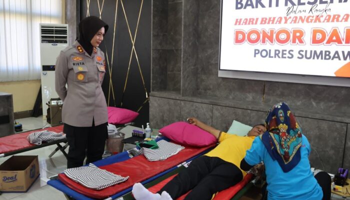 Sambut Hari Bhayangkara Ke-80, Polres Sumbawa Gelar Bakti Kesehatan Donor Darah