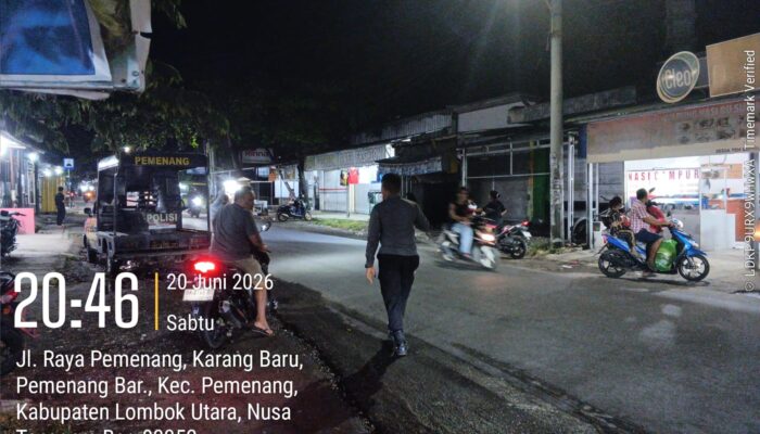 Patroli Strong Point Polsek Pemenang Jaga Simpang Empat Pelabuhan Bangsal, Suasana Kondusif
