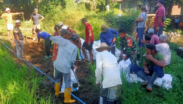 Babinsa Bersama Warga Buka Irigasi, Air Mengalir Harapan Pun Tumbuh