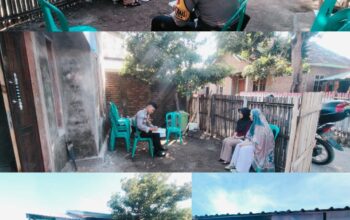 Bhabinkamtibmas Madapangga Monitoring Kegiatan KKN Mahasiswa Universitas Muhammadiyah Bima di Desa Binaannya